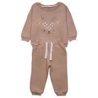 بلوز شلوار اسپرت طرح گوزن رنگ شکلاتی پاپو papo