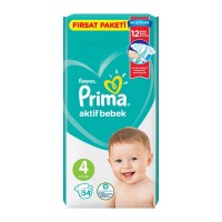 پوشک پریما Prima سایز 4 (9 تا 14 کیلو) بسته 54 عددی