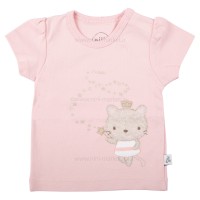 بلوز آستين کوتاه طرح بالرین رنگ صورتی نيلي Nili