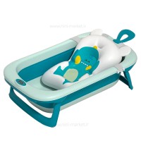 وان حمام آکاردئونی سه تیکه طرح ساده دماسنج دار رنگ آبی خارجی