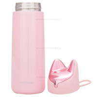 فلاسک آب استيل طرح گربه رنگ صورتی هلو دریم Hello dream