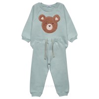 بلوز شلوار اسپرت طرح خرس رنگ سبز پاپو Papo