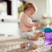 لیوان آبمیوه خوری سوپاپ‌دار بنفش 300 میل اونت Avent