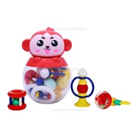 پک جغجغه نوزاد طرح میمون رنگ قرمز کد 810