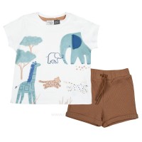 تیشرت شورت پسرانه مدل ساوانا طرح جنگل ایندیگو Indigo