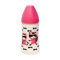 شیشه شیر 270 میل طرح راکن رنگ سرخابی سواوینکس Suavinex