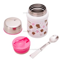 فلاسک غذای کاور دار طرح گربه رنگ صورتی پینکا pinkah