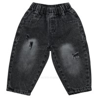 شلوار جین اسپرت طرح عینک دودی  رنگ ذغالی