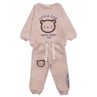 بلوز شلوار اسپرت طرح خرس رنگ شکلاتی پاپو Papo