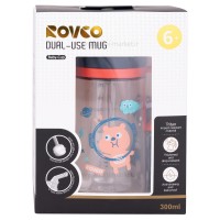 لیوان نی دار 300 میل طرح خرس فضانورد رنگ قرمز سرمه ای رووکو Rovco