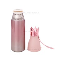 فلاسک آب استیل 350 میل مدل تاج بدون جعبه رنگ صورتی هلو دریم Hello Dream