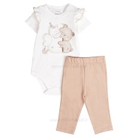 سه تیکه دخترانه طرح اسب تک شاخ رنگ صورتی نیلی nili