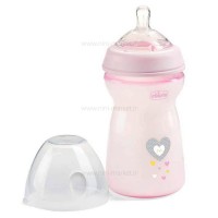 شیشه شیر نچرال فیلینگ 330 میل +6 ماه رنگ صورتی چیکو Chicco