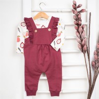 پیشبندی با بادی دخترانه رنگ عنابی رابو Raboo