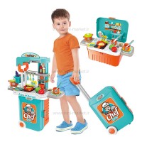 ست اسباب بازی آشپزخانه چمدانی آبی نارنجی کد 956-008 برند Xiong Cheng